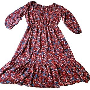 Old Navy Dark Floral Tiered Peasant‎ Dress Sz M Boho Whimsigoth Fairy Grunge